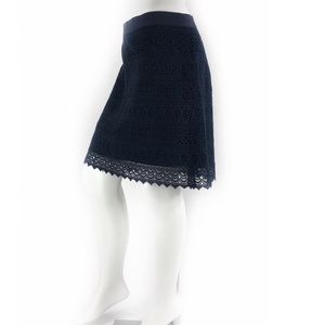 Loft crocheted cotton navy blue mini skirt